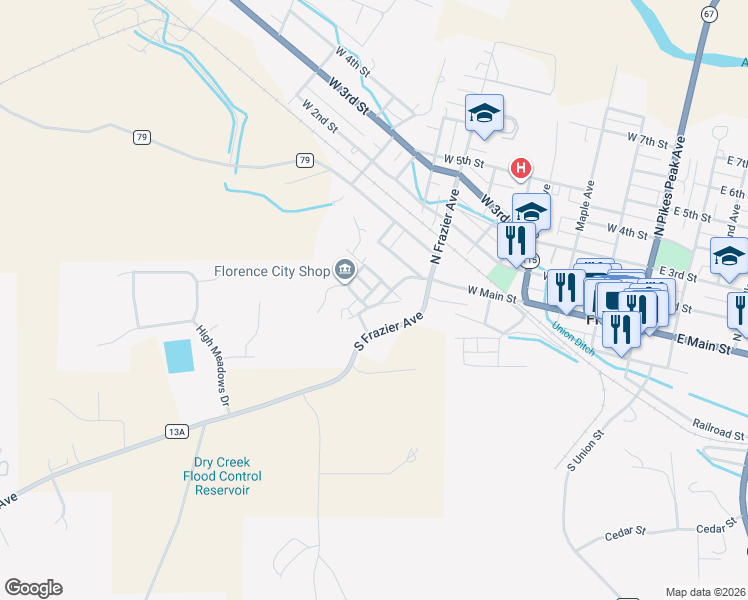 map of restaurants, bars, coffee shops, grocery stores, and more near 212 Marble St in Florence