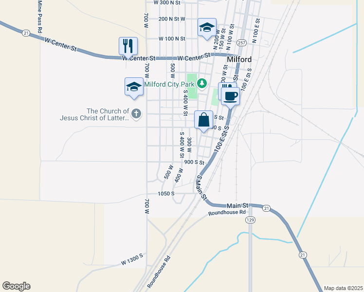 map of restaurants, bars, coffee shops, grocery stores, and more near 800 S St in Milford