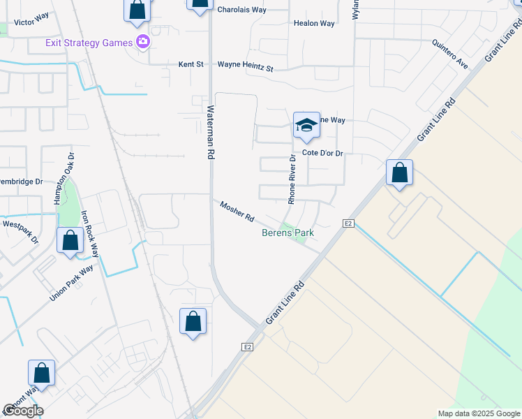 map of restaurants, bars, coffee shops, grocery stores, and more near 9351 Quarter Ranch Court in Elk Grove