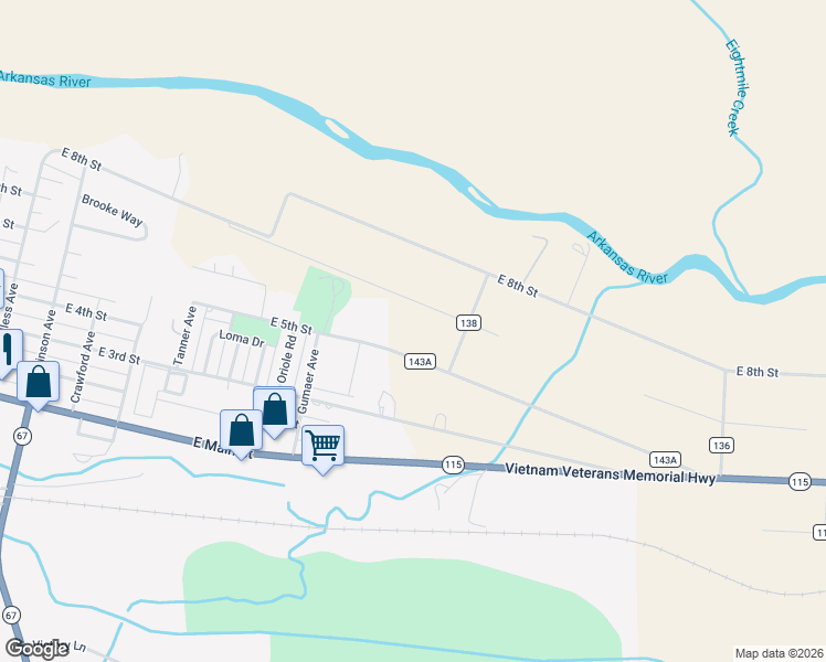 map of restaurants, bars, coffee shops, grocery stores, and more near 701 County Road 143A in Florence