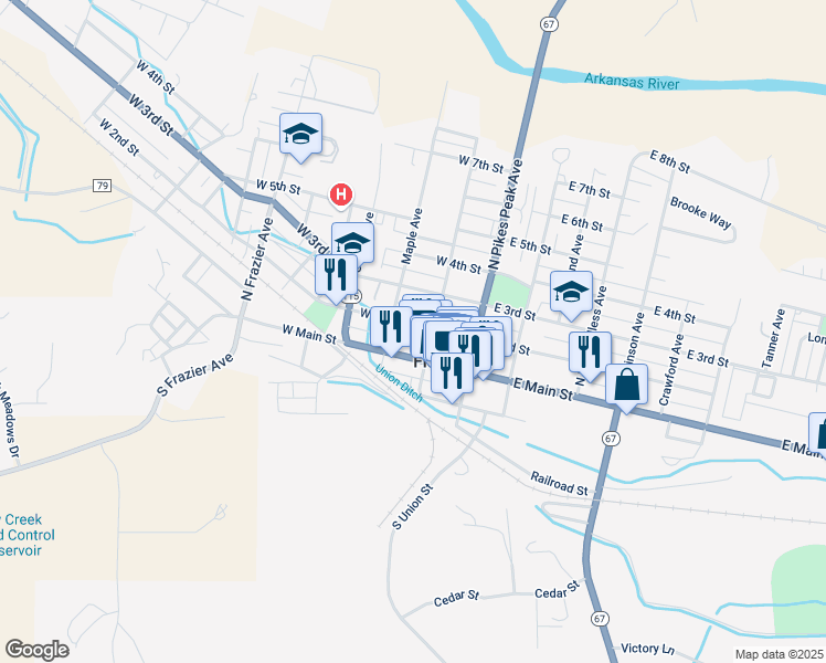 map of restaurants, bars, coffee shops, grocery stores, and more near 215 West 2nd Street in Florence