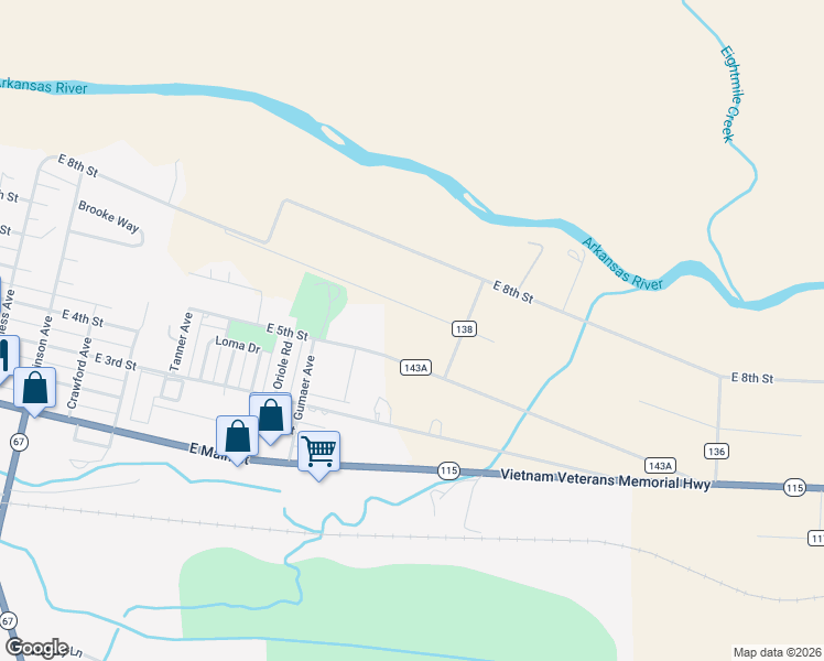 map of restaurants, bars, coffee shops, grocery stores, and more near 701 County Road 143A in Florence