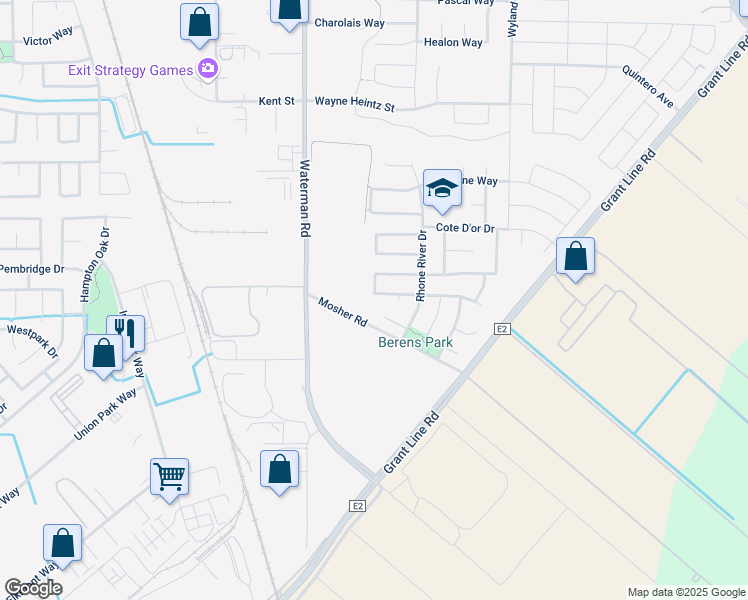 map of restaurants, bars, coffee shops, grocery stores, and more near 9351 Quarter Ranch Court in Elk Grove