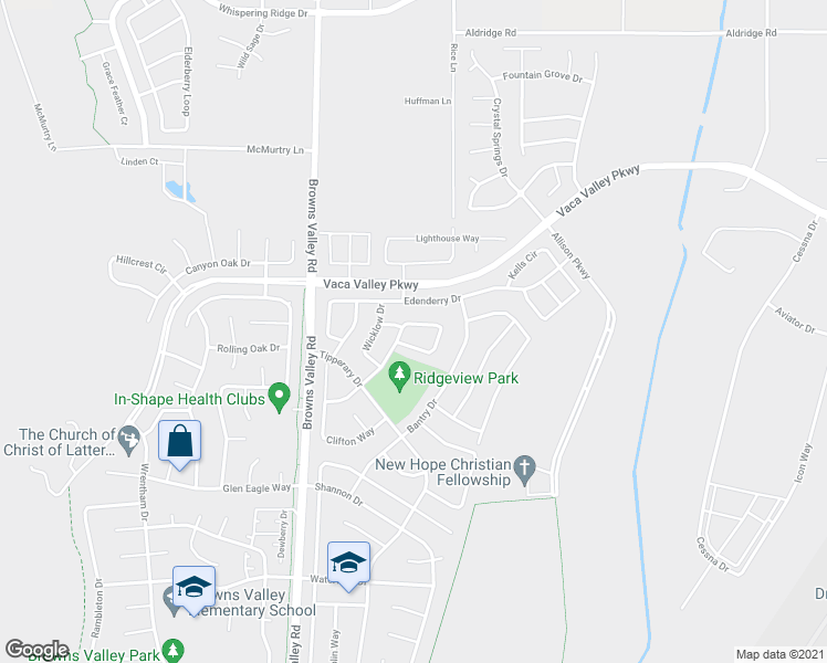 map of restaurants, bars, coffee shops, grocery stores, and more near 824 Bluewater Drive in Vacaville
