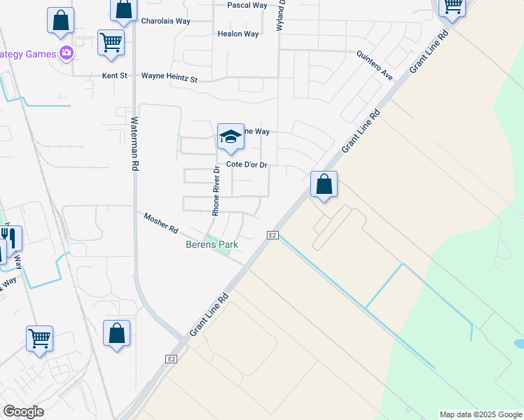 map of restaurants, bars, coffee shops, grocery stores, and more near 10059 Medoc Way in Elk Grove