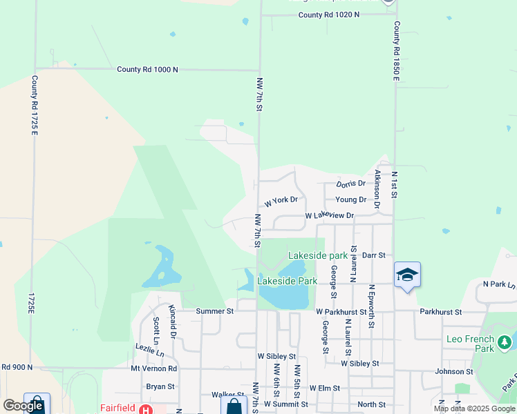 map of restaurants, bars, coffee shops, grocery stores, and more near 611 West York Drive in Fairfield