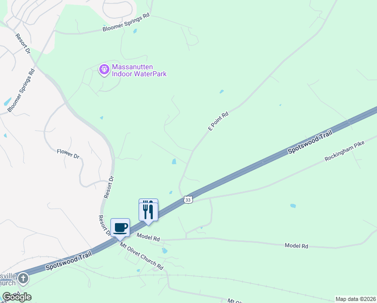 map of restaurants, bars, coffee shops, grocery stores, and more near 77 South R 602 in Elkton