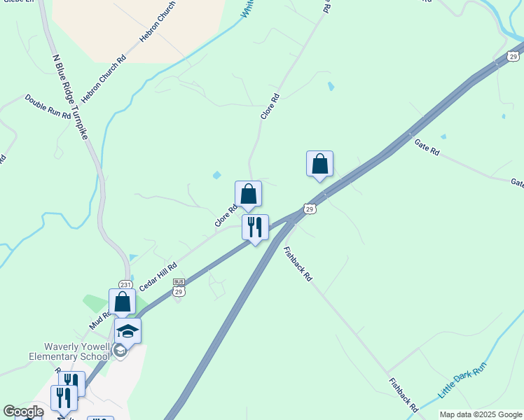 map of restaurants, bars, coffee shops, grocery stores, and more near Cedar Hill Road in Madison