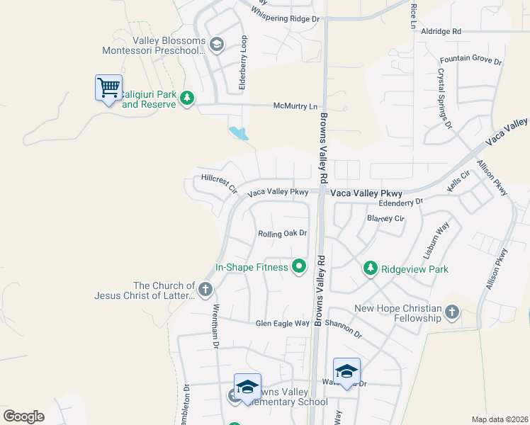 map of restaurants, bars, coffee shops, grocery stores, and more near 569 Bald Eagle Drive in Vacaville