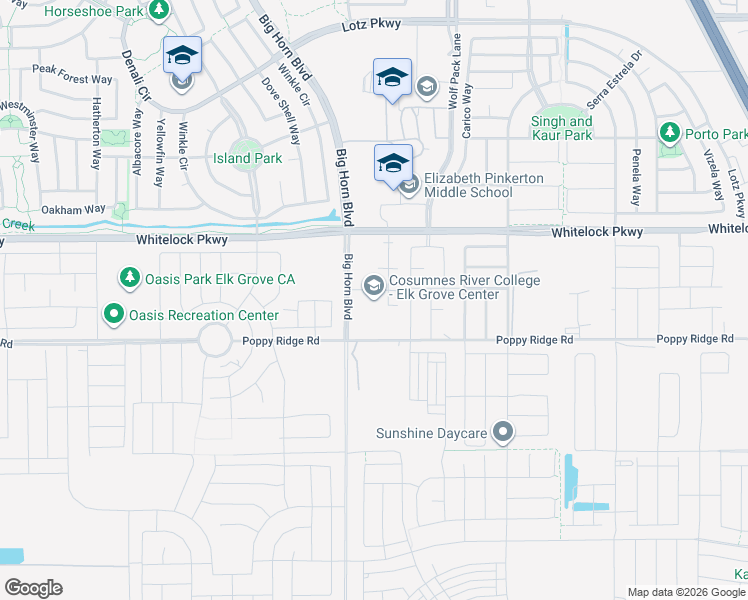 map of restaurants, bars, coffee shops, grocery stores, and more near 10051 Big Horn Boulevard in Elk Grove