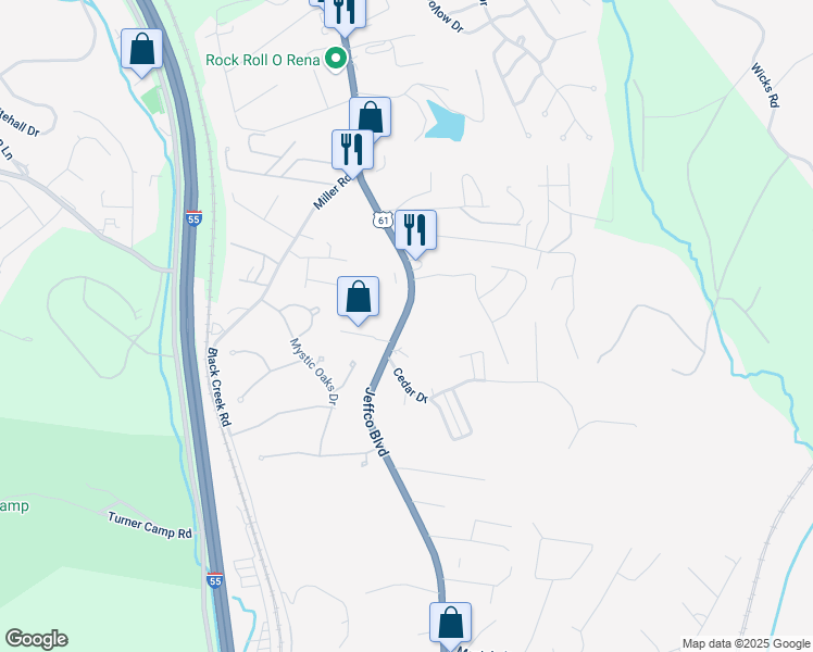 map of restaurants, bars, coffee shops, grocery stores, and more near 5230 US Highway 61-67 in Imperial