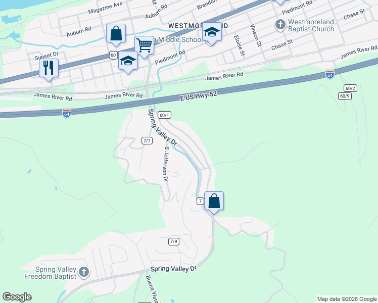 map of restaurants, bars, coffee shops, grocery stores, and more near 1212-1216 Spring Valley Dr in Huntington