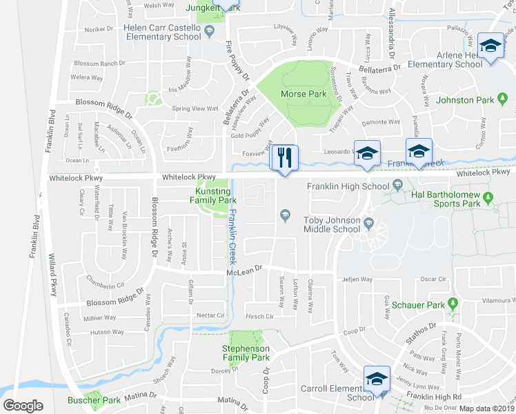 map of restaurants, bars, coffee shops, grocery stores, and more near 5562 Tares Circle in Elk Grove
