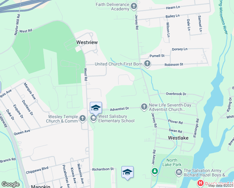 map of restaurants, bars, coffee shops, grocery stores, and more near 650 Suffolk Court in Salisbury