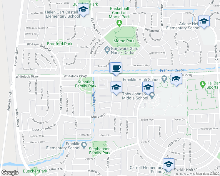map of restaurants, bars, coffee shops, grocery stores, and more near 5562 Tares Circle in Elk Grove