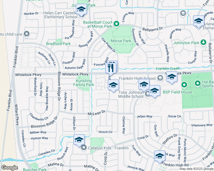 map of restaurants, bars, coffee shops, grocery stores, and more near 5562 Tares Circle in Elk Grove