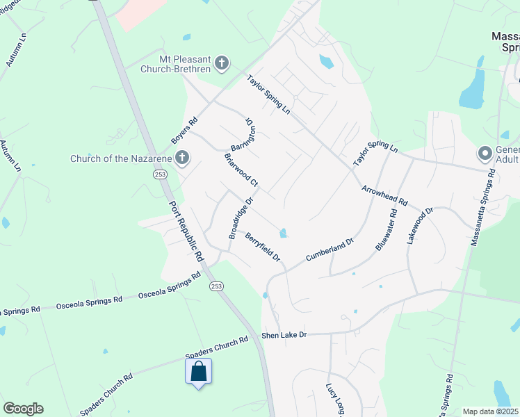 map of restaurants, bars, coffee shops, grocery stores, and more near 3200 Baybrook Drive in Harrisonburg