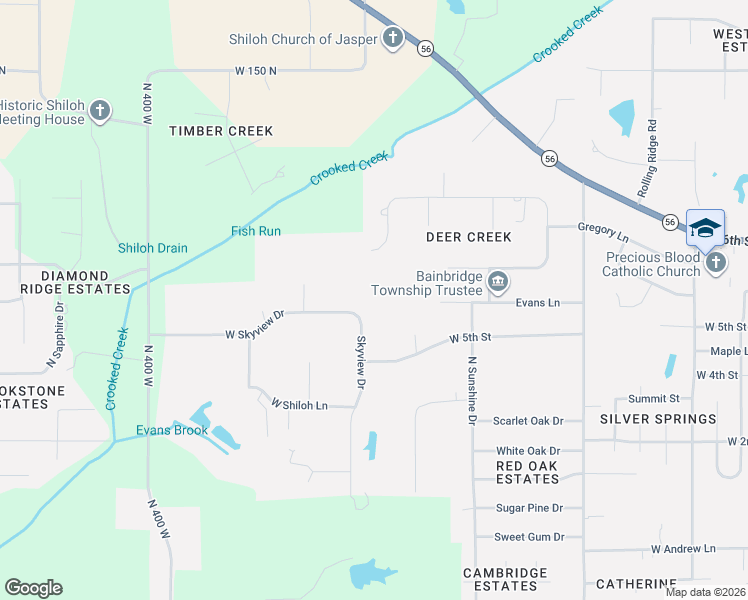 map of restaurants, bars, coffee shops, grocery stores, and more near 2010 West Skyview Drive in Jasper