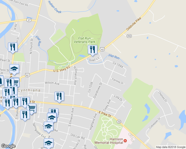 map of restaurants, bars, coffee shops, grocery stores, and more near 127 Cs-1038 in Cynthiana