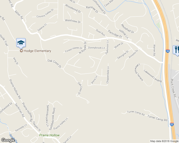 map of restaurants, bars, coffee shops, grocery stores, and more near 5259 Darkmoor Lane in Imperial