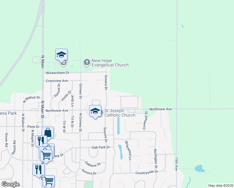 map of restaurants, bars, coffee shops, grocery stores, and more near 701-805 East Northview Avenue in McPherson