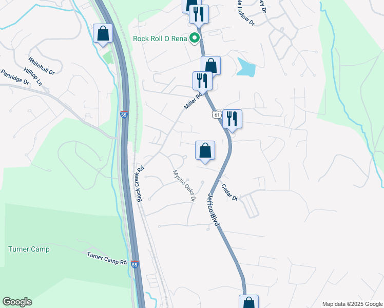 map of restaurants, bars, coffee shops, grocery stores, and more near 828 Oak Mill Lane in Imperial