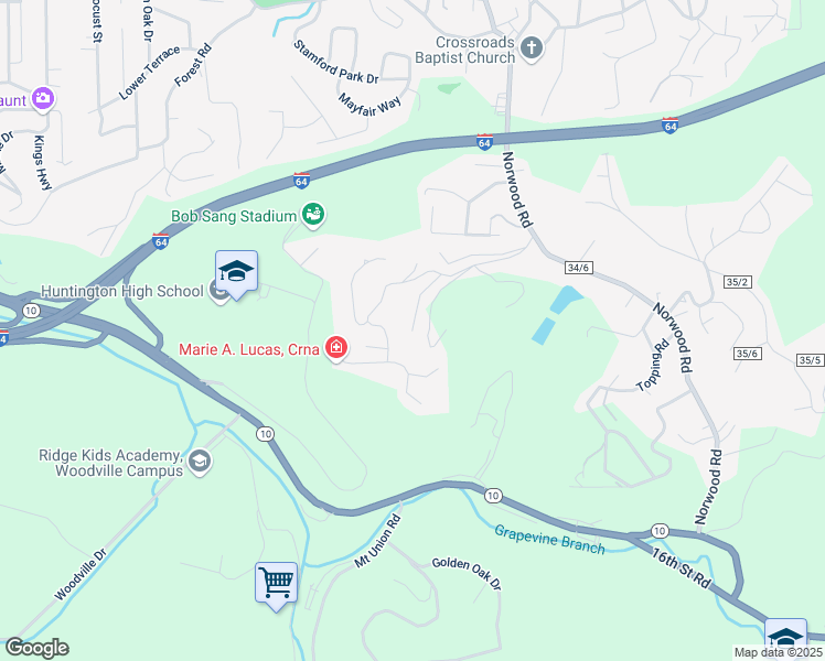 map of restaurants, bars, coffee shops, grocery stores, and more near 107 Belmont Drive in Huntington