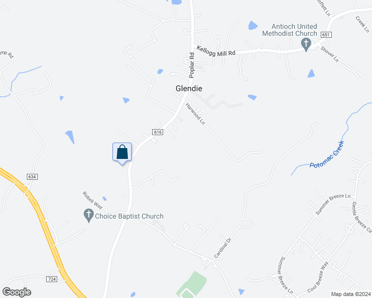 map of restaurants, bars, coffee shops, grocery stores, and more near 258 Poplar Road in Fredericksburg