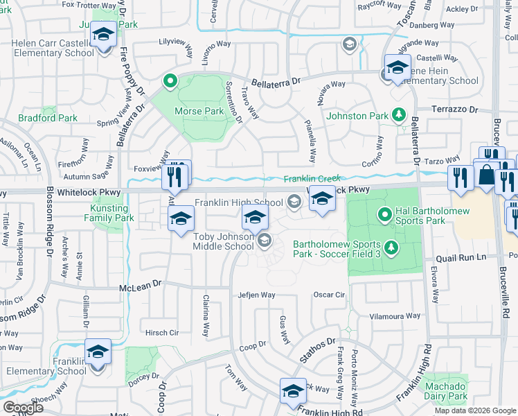 map of restaurants, bars, coffee shops, grocery stores, and more near 10085 Mosaic Way in Elk Grove