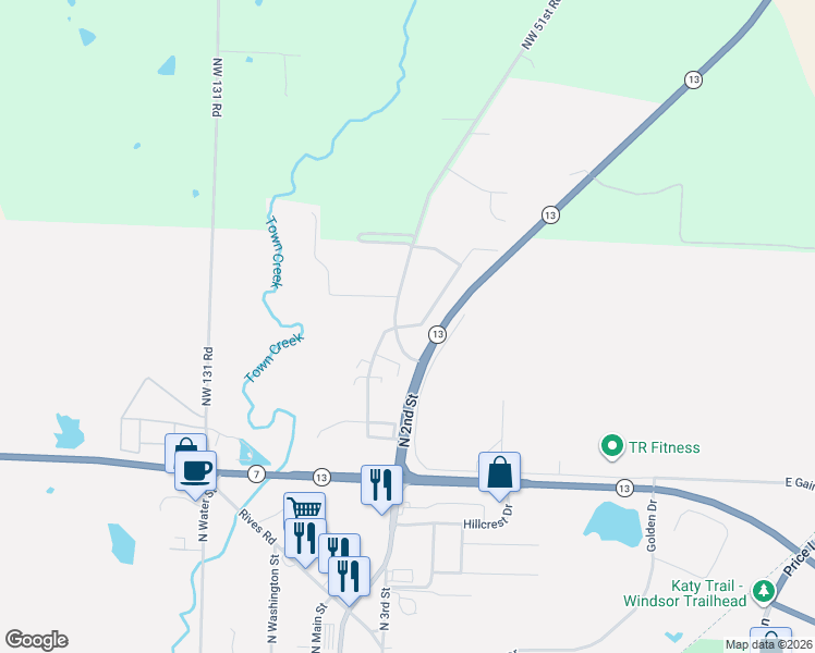 map of restaurants, bars, coffee shops, grocery stores, and more near 1717 North Gaines Drive in Clinton