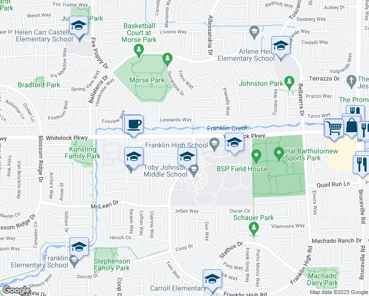 map of restaurants, bars, coffee shops, grocery stores, and more near 10072 Mosaic Way in Elk Grove