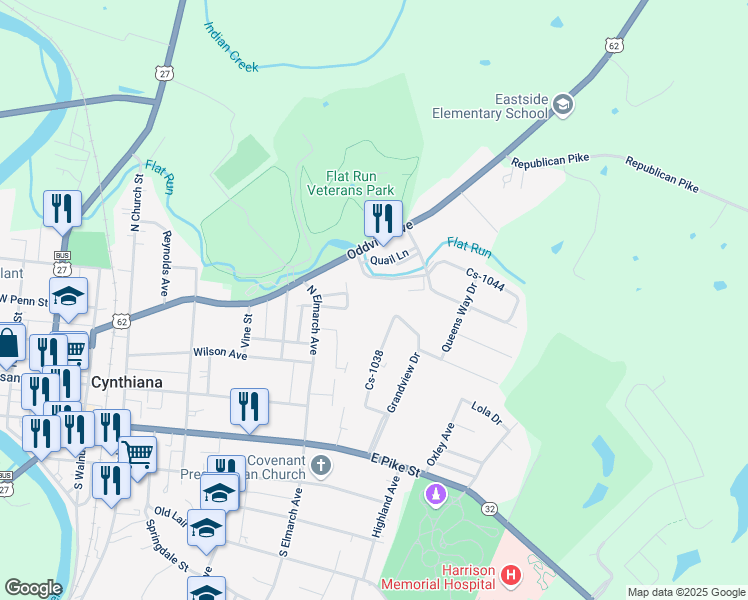 map of restaurants, bars, coffee shops, grocery stores, and more near 127 Cs-1038 in Cynthiana