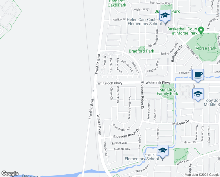 map of restaurants, bars, coffee shops, grocery stores, and more near 4728 Cleary Circle in Elk Grove