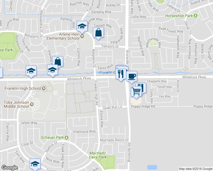 map of restaurants, bars, coffee shops, grocery stores, and more near 10044 Schuler Ranch Road in Elk Grove