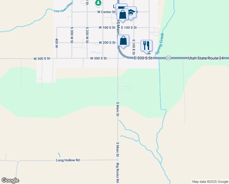 map of restaurants, bars, coffee shops, grocery stores, and more near 490 South Main Street in Loa