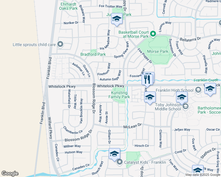 map of restaurants, bars, coffee shops, grocery stores, and more near 10045 Wild Orchid Way in Elk Grove