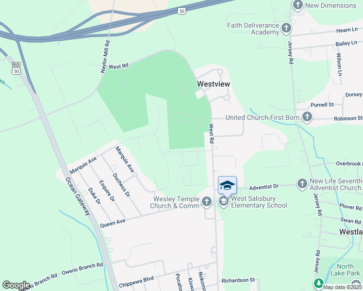 map of restaurants, bars, coffee shops, grocery stores, and more near 875 Victoria Park Drive in Salisbury