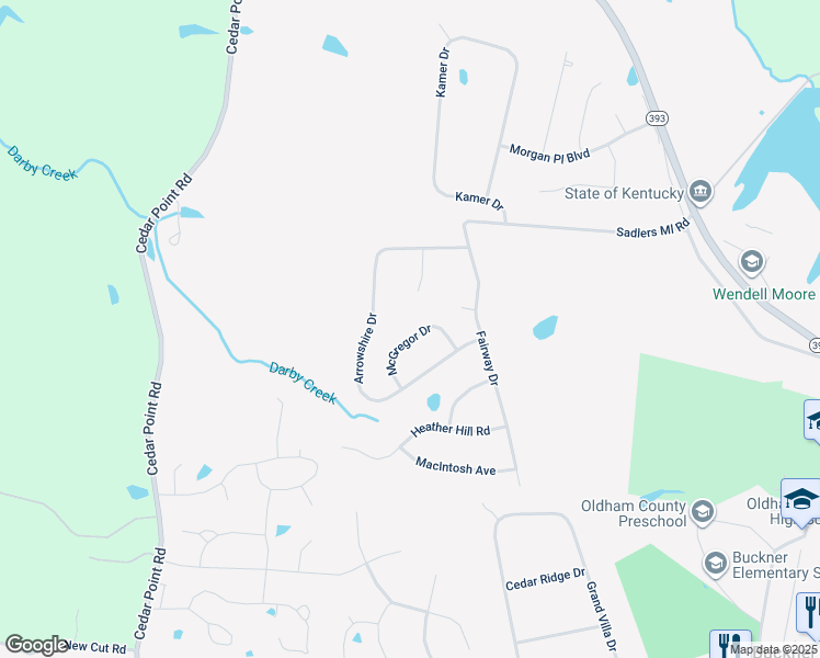 map of restaurants, bars, coffee shops, grocery stores, and more near 5113 McGregor Drive in La Grange