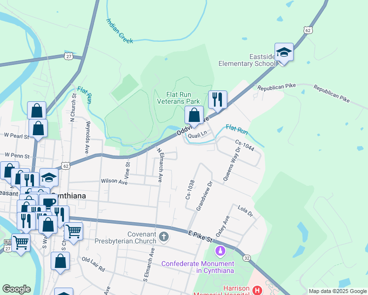 map of restaurants, bars, coffee shops, grocery stores, and more near 103 Rodgers Park Road in Cynthiana