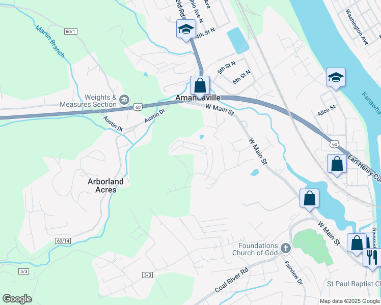 map of restaurants, bars, coffee shops, grocery stores, and more near Broadway in St. Albans