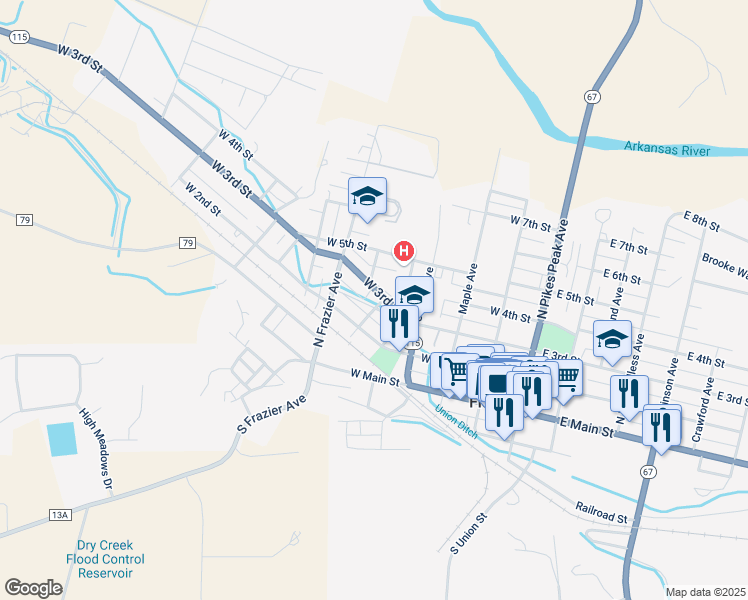 map of restaurants, bars, coffee shops, grocery stores, and more near 611 W 3rd St in Florence