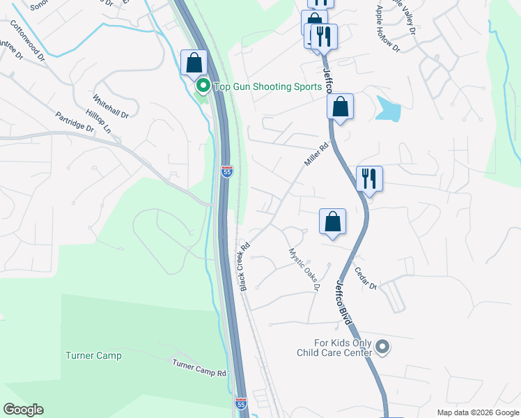 map of restaurants, bars, coffee shops, grocery stores, and more near 1213 Miller Road in Imperial