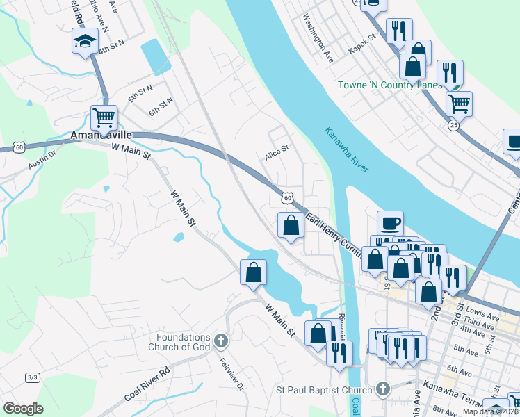 map of restaurants, bars, coffee shops, grocery stores, and more near 17 Amandaville Ct in St Albans