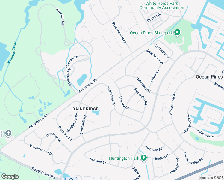 map of restaurants, bars, coffee shops, grocery stores, and more near 96 Sandyhook Road in Ocean Pines
