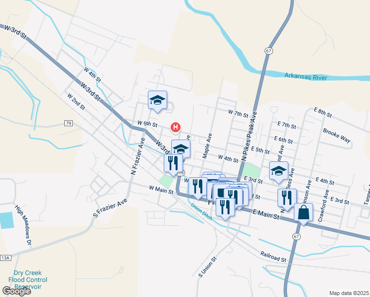 map of restaurants, bars, coffee shops, grocery stores, and more near 400 Church Avenue in Florence