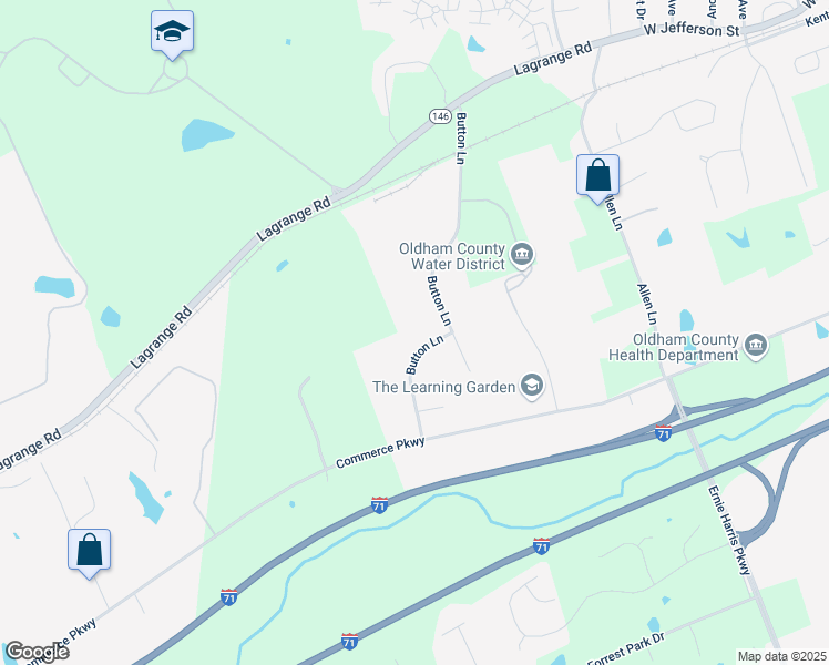 map of restaurants, bars, coffee shops, grocery stores, and more near 2102 Button Lane in La Grange
