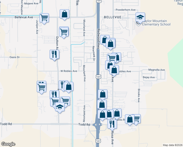 map of restaurants, bars, coffee shops, grocery stores, and more near in Sonoma County