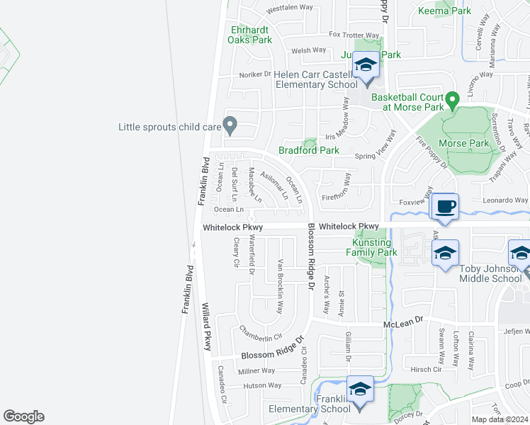 map of restaurants, bars, coffee shops, grocery stores, and more near 4820 Ocean Lane in Elk Grove