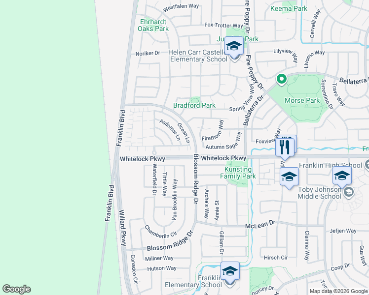 map of restaurants, bars, coffee shops, grocery stores, and more near 5006 Ocean Lane in Elk Grove