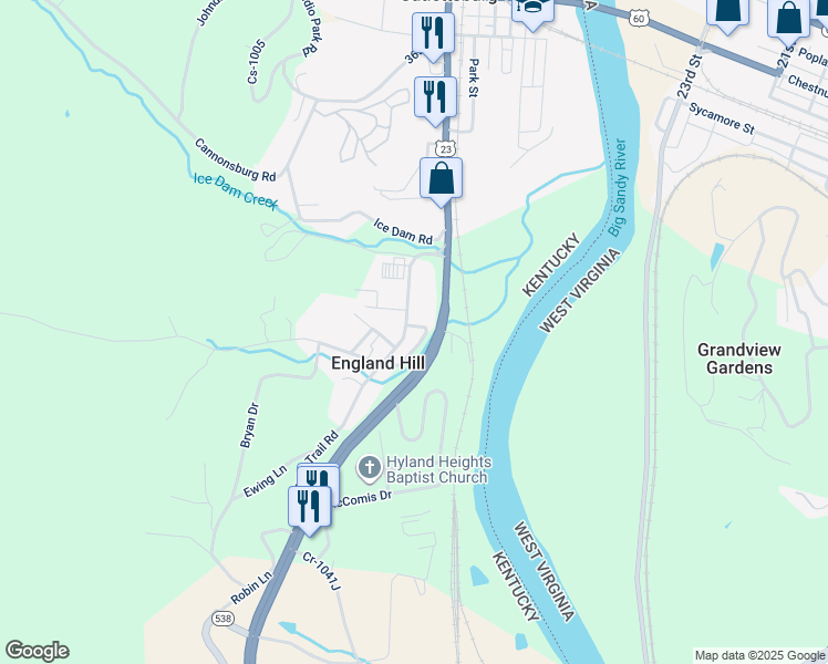 map of restaurants, bars, coffee shops, grocery stores, and more near 5811-8514 Sunset Rd in Catlettsburg